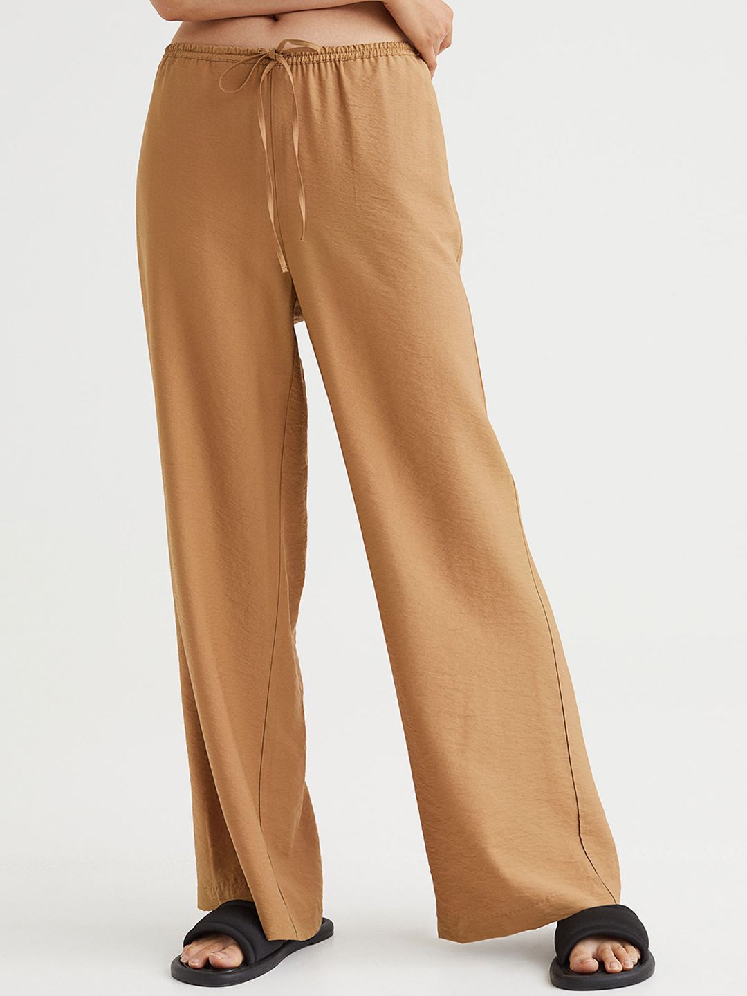 H&M Women Beige Straight Fit Trousers Price in India