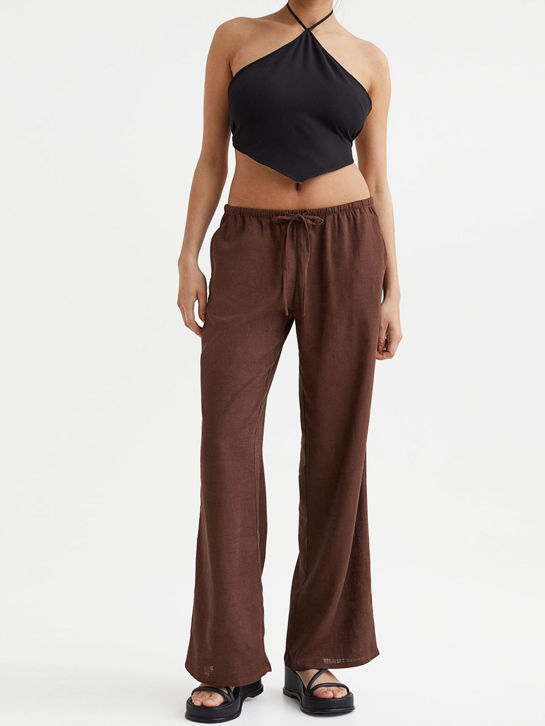 H&M Women Brown Low-Rise Trousers Price in India