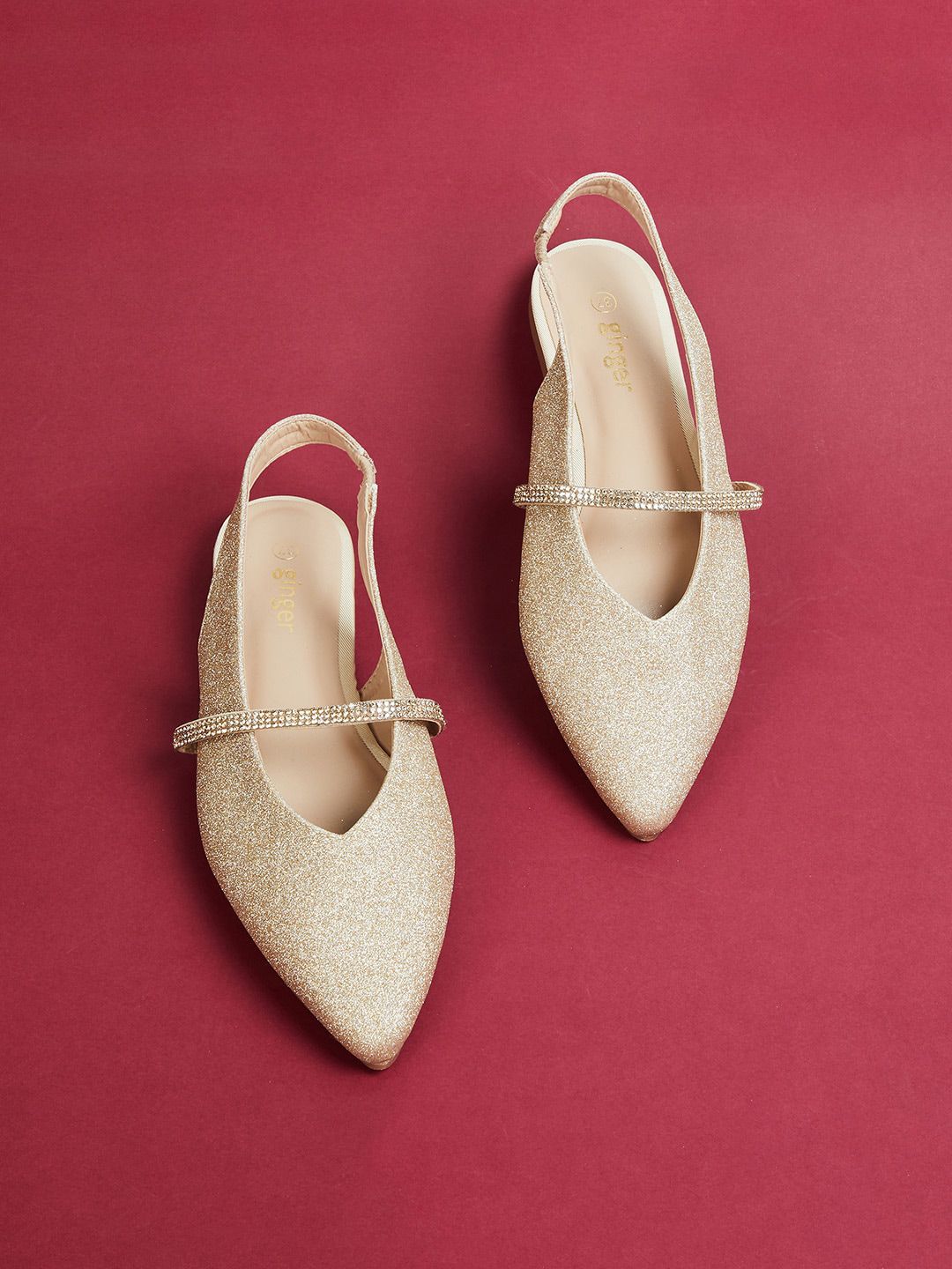 Ginger by Lifestyle Women Gold-Toned Perforations Espadrilles Price in India