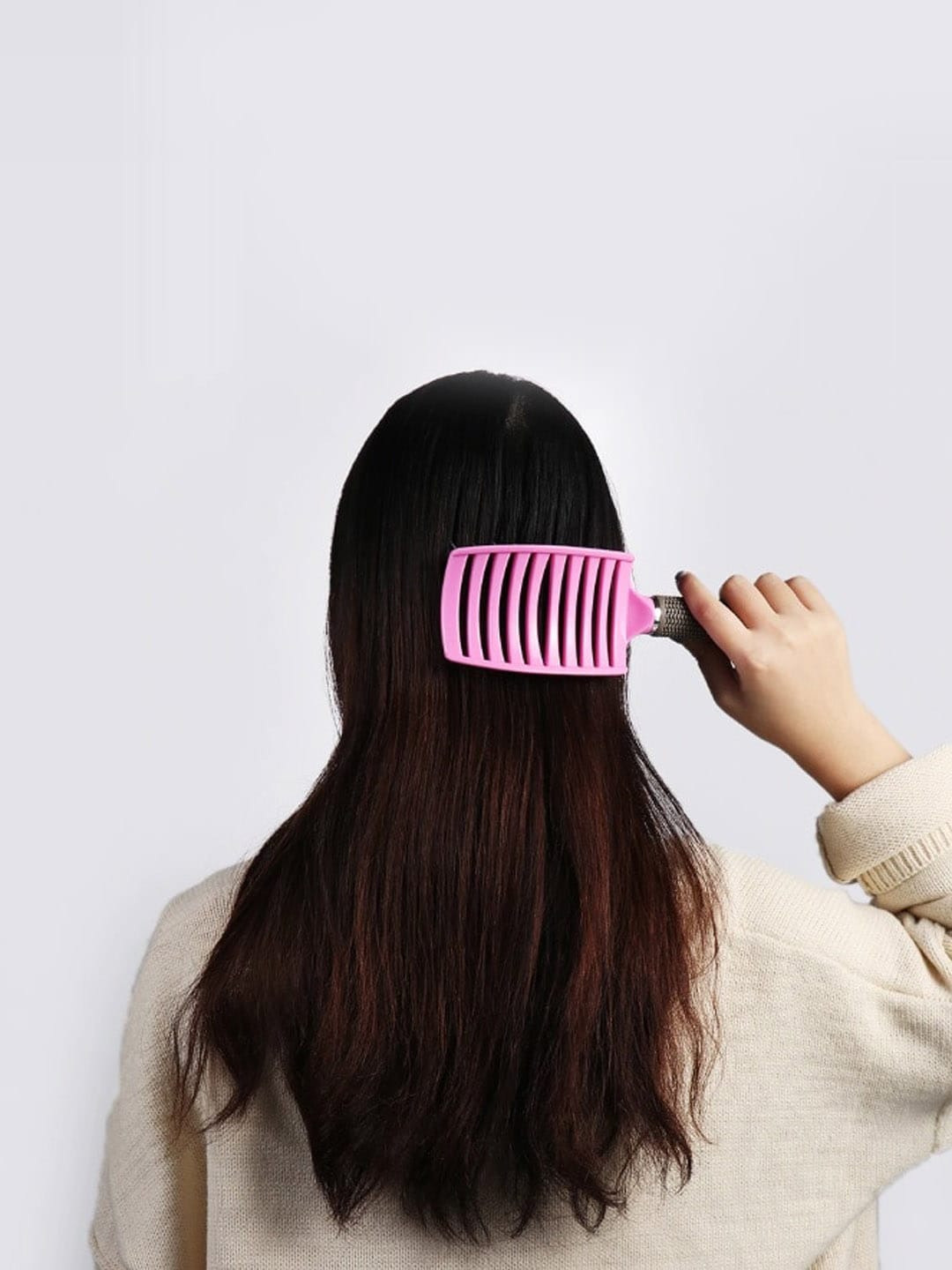 Alexvyan Women Pink Hair Scalp Comb Hairbrush Bristle Nylon Wet Curly Detangle Hair Brush Price in India