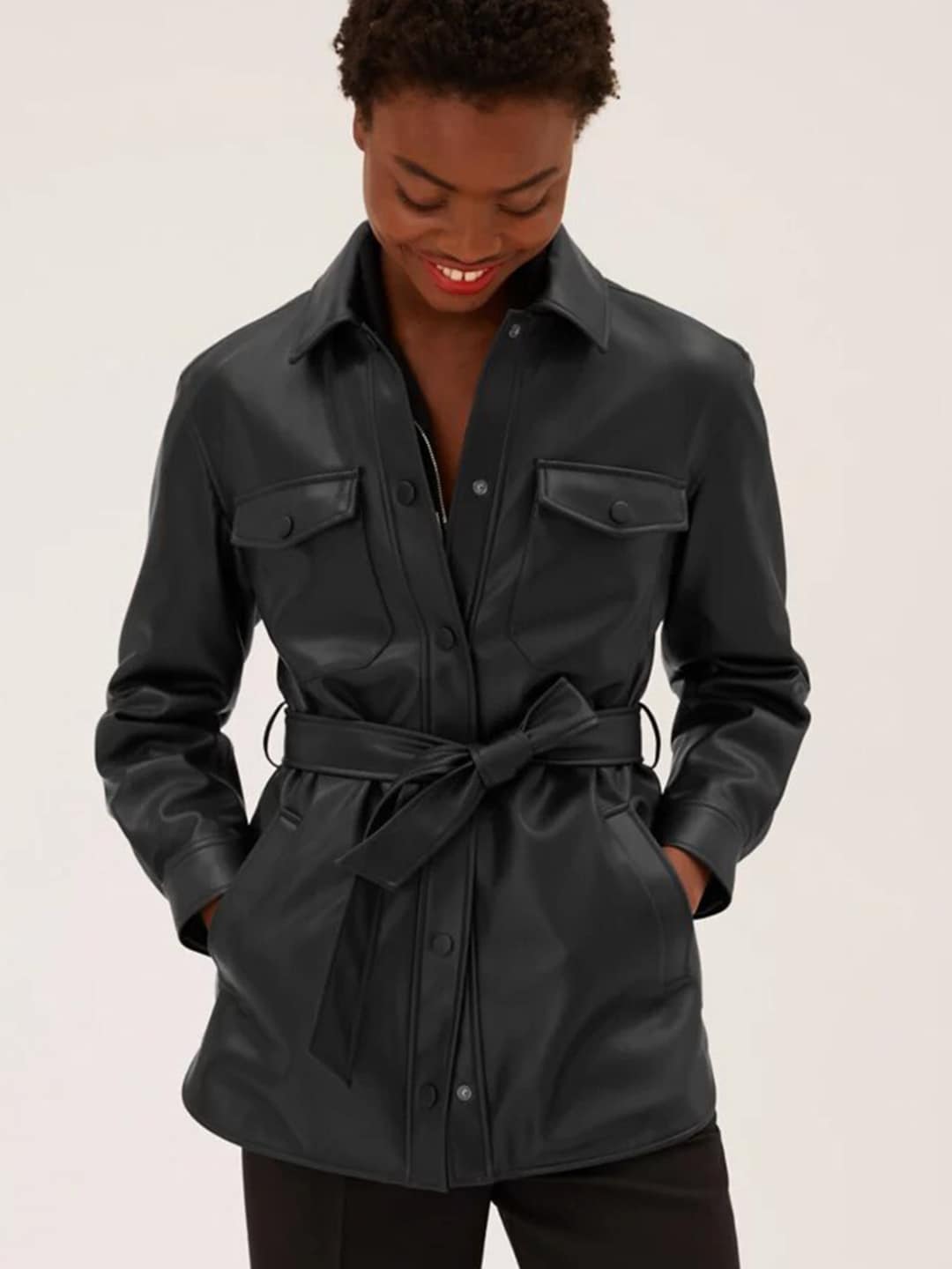 Marks & Spencer Women Black Longline Duster Jacket Price in India