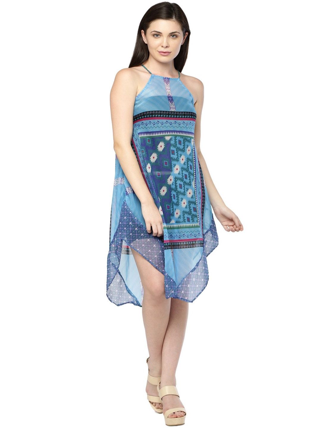 Get Wrapped Women Blue Printed Cover-Up Swimwear Price in India
