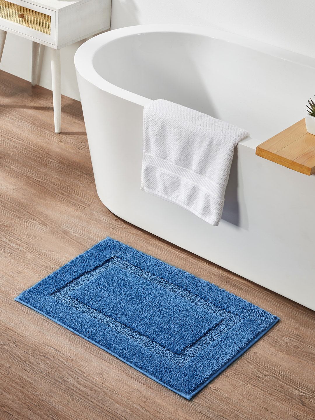 Pano Blue Self Design 1600 GSM Bath Rugs Price in India