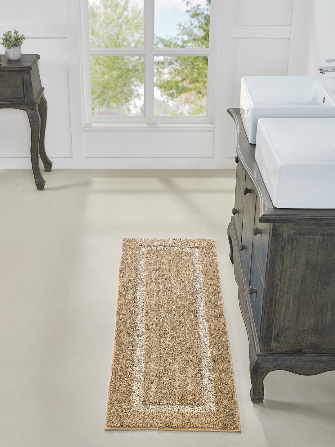 Pano Beige Solid 1600 GSM Anti-Skid Bath Rug Price in India