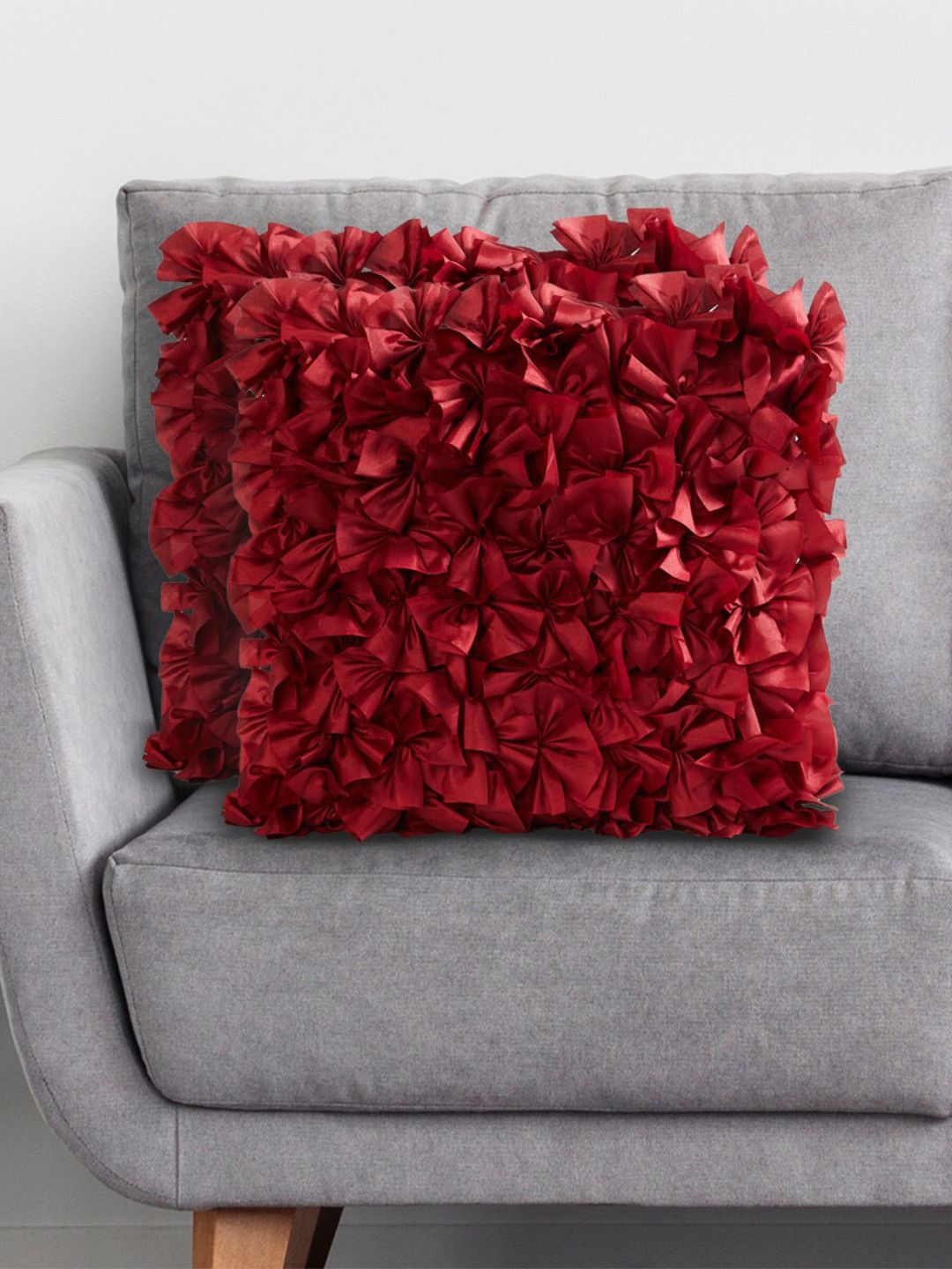 Home Centre Red Set of 2 Square Cushion Covers Price in India