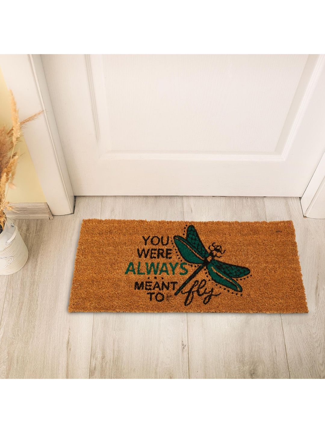 Home Centre Brown Corsica Dragonfly You Were Meant To Fly Coir Door Mat Price in India