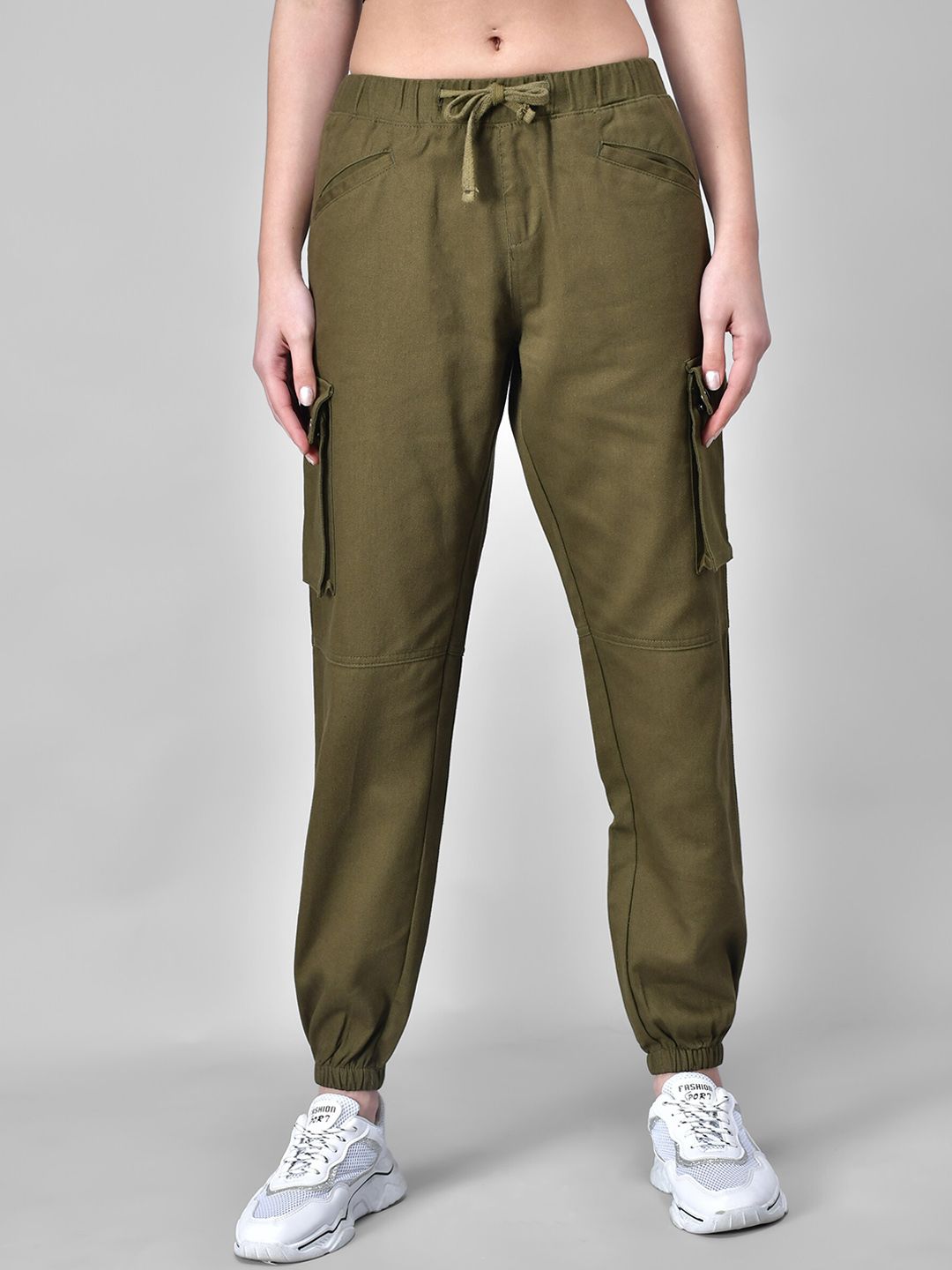 Q-rious Women Olive Green Joggers Trousers Price in India