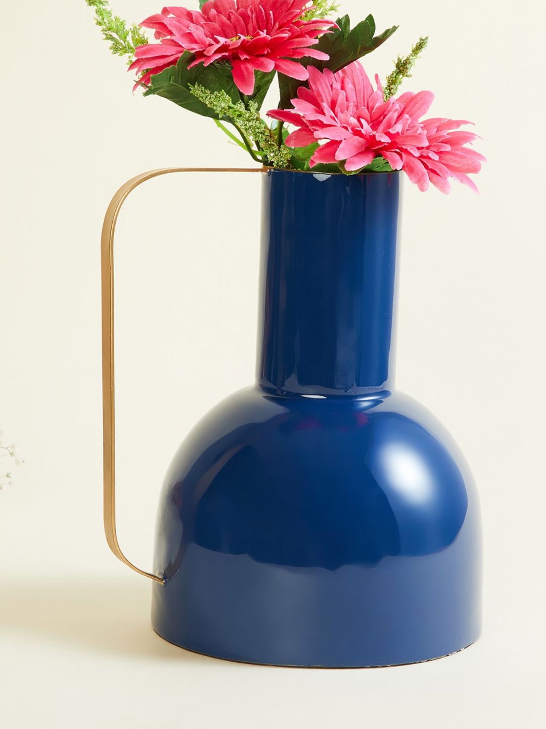 Home Centre Splendid Blue Solid Metal Vase with Handle Price in India