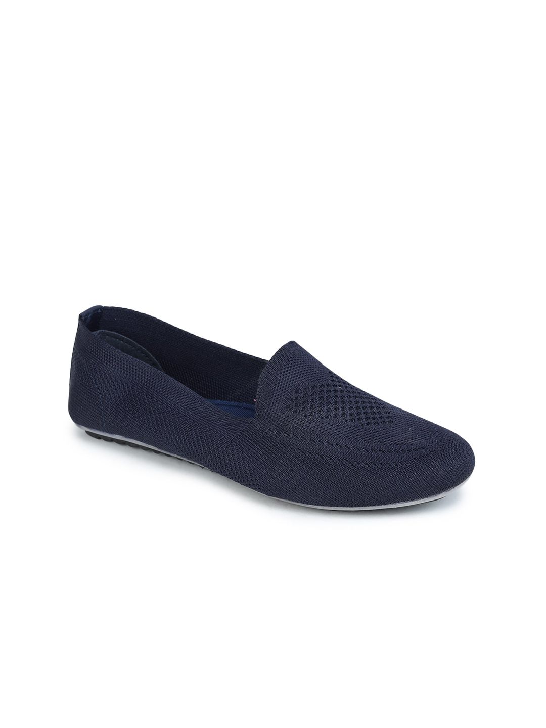 REFOAM Women Navy Blue Woven Design Loafers Price in India