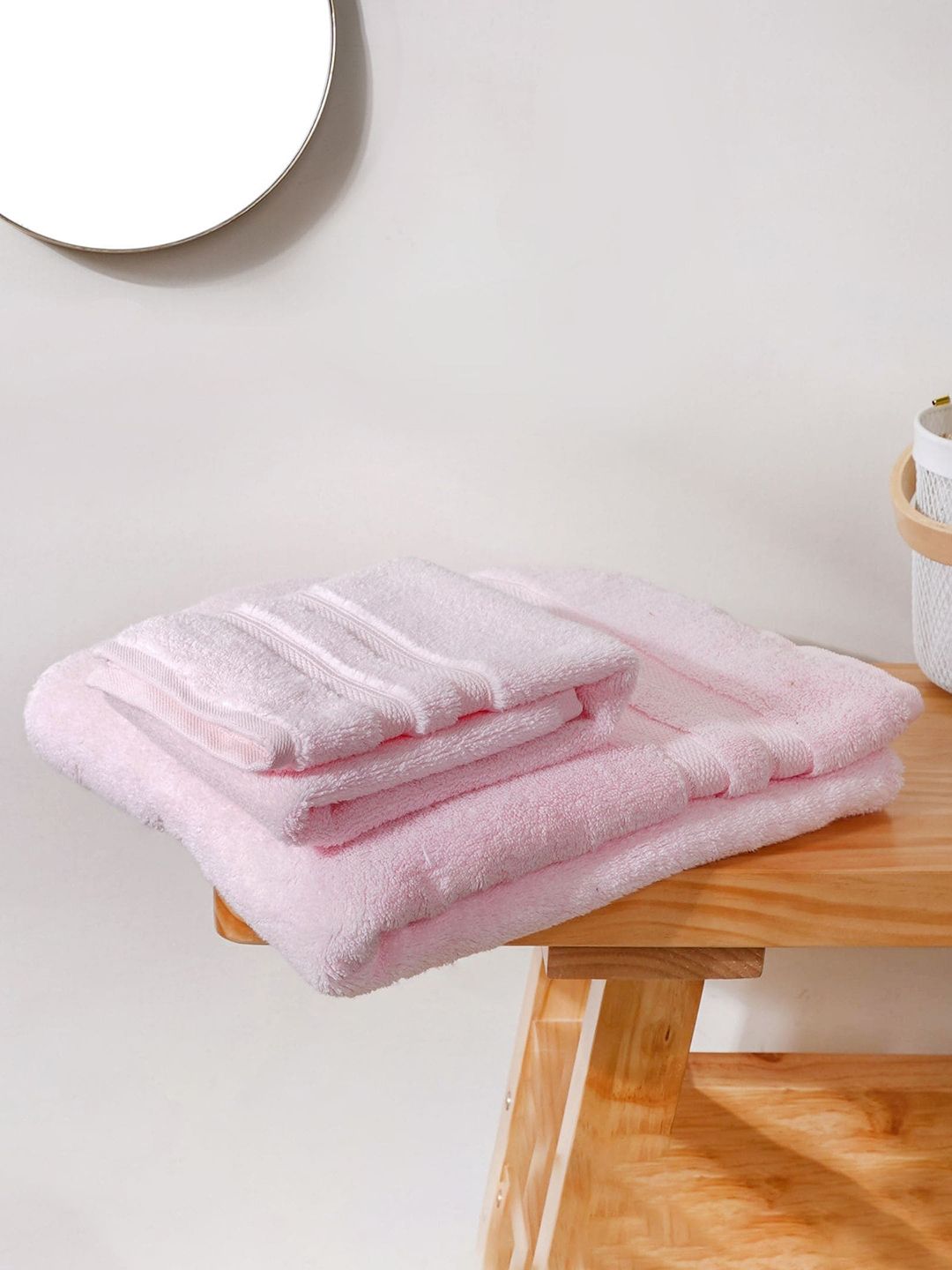 Nestasia 2Pcs Pink Solid 600 GSM Pure Cotton Towel Set Price in India