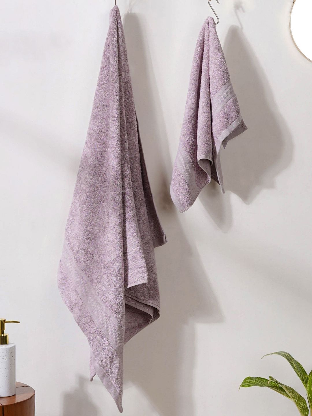 Nestasia Lavender 2 Pcs 600 GSM Plushy Bamboo Towel Set Price in India