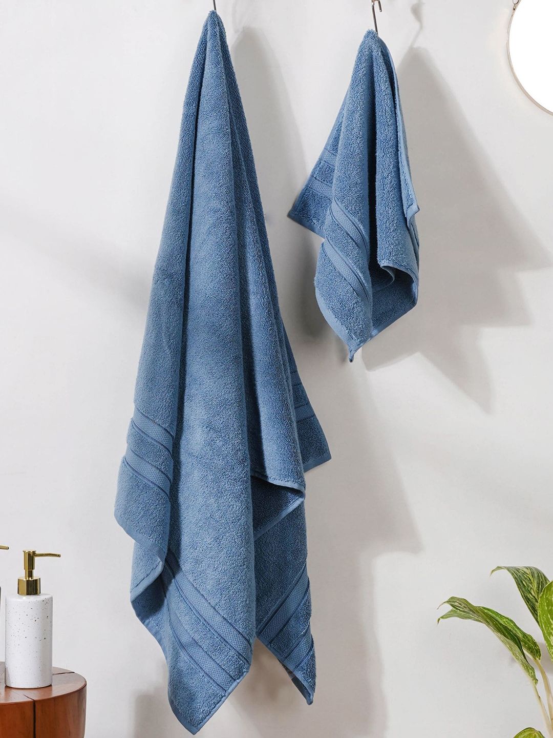Nestasia Pack Of 2 Blue 600 GSM Pure Cotton Towels Price in India
