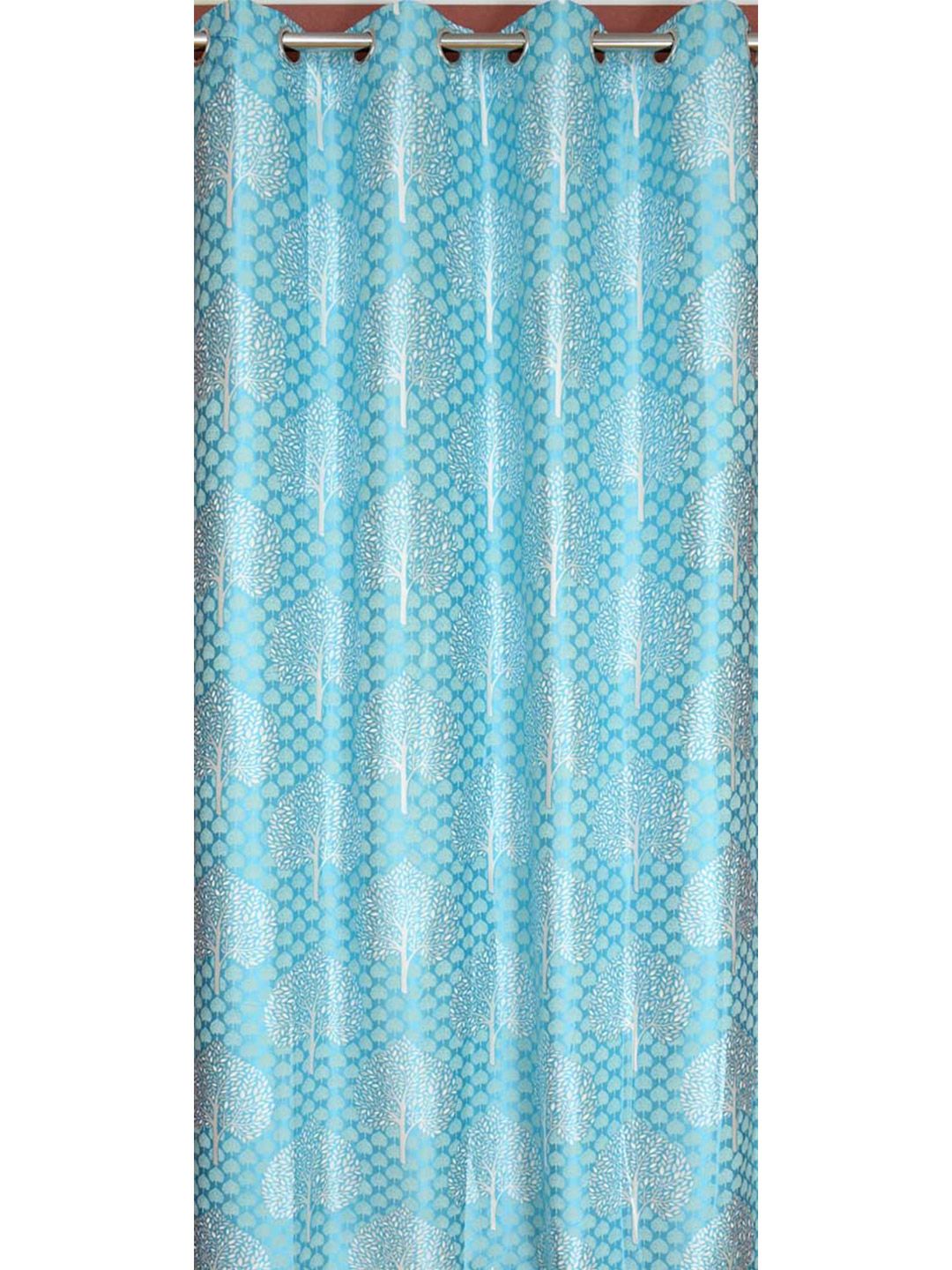 Slushy Mushy Adults Blue & White Set of 2 Leaf Printed Door Curtain Price in India