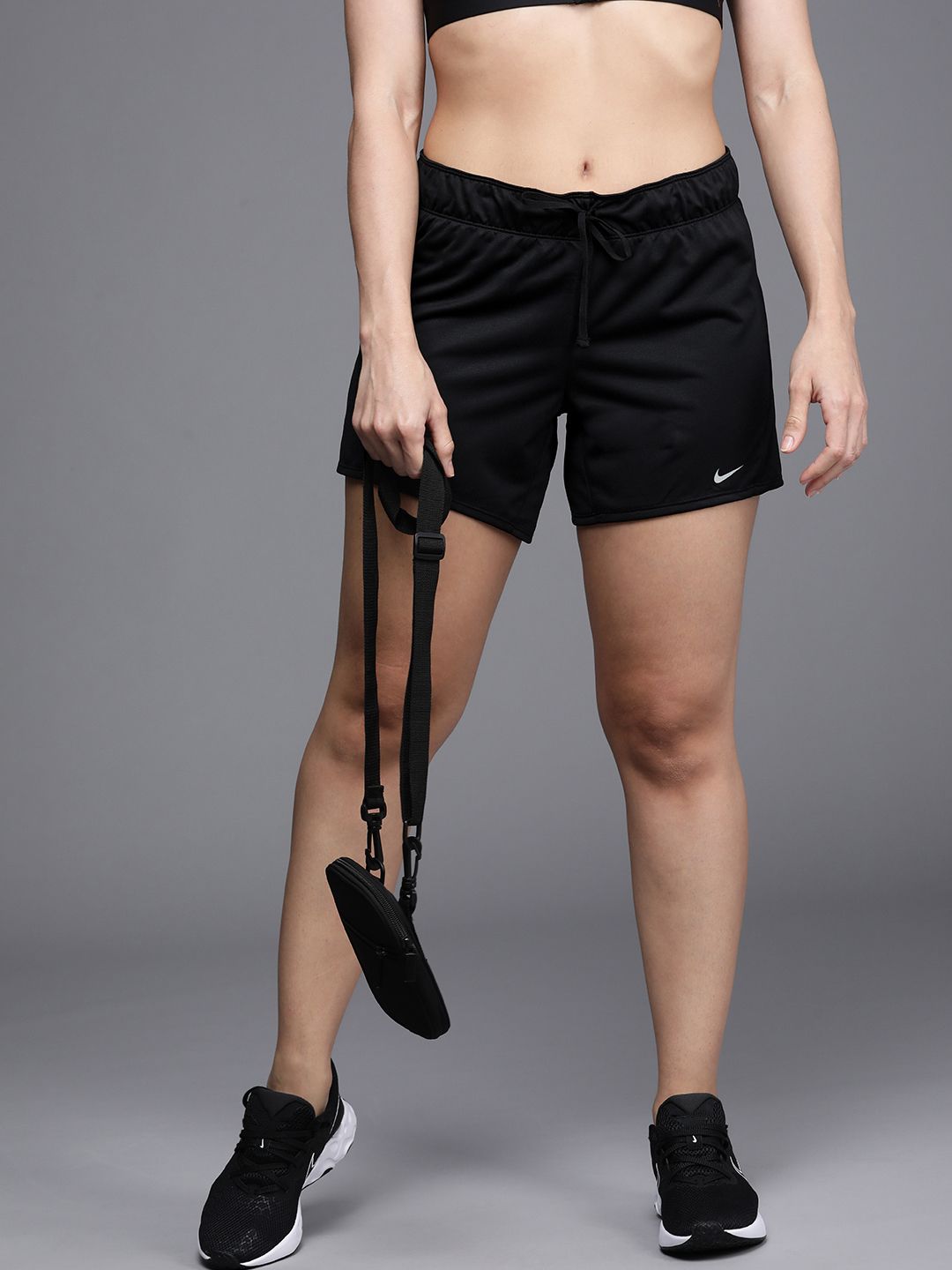 Nike Women Black Solid Regular Fit Mid-Rise Dri-FIT Attack 2.0 TR5 Training Shorts Price in India