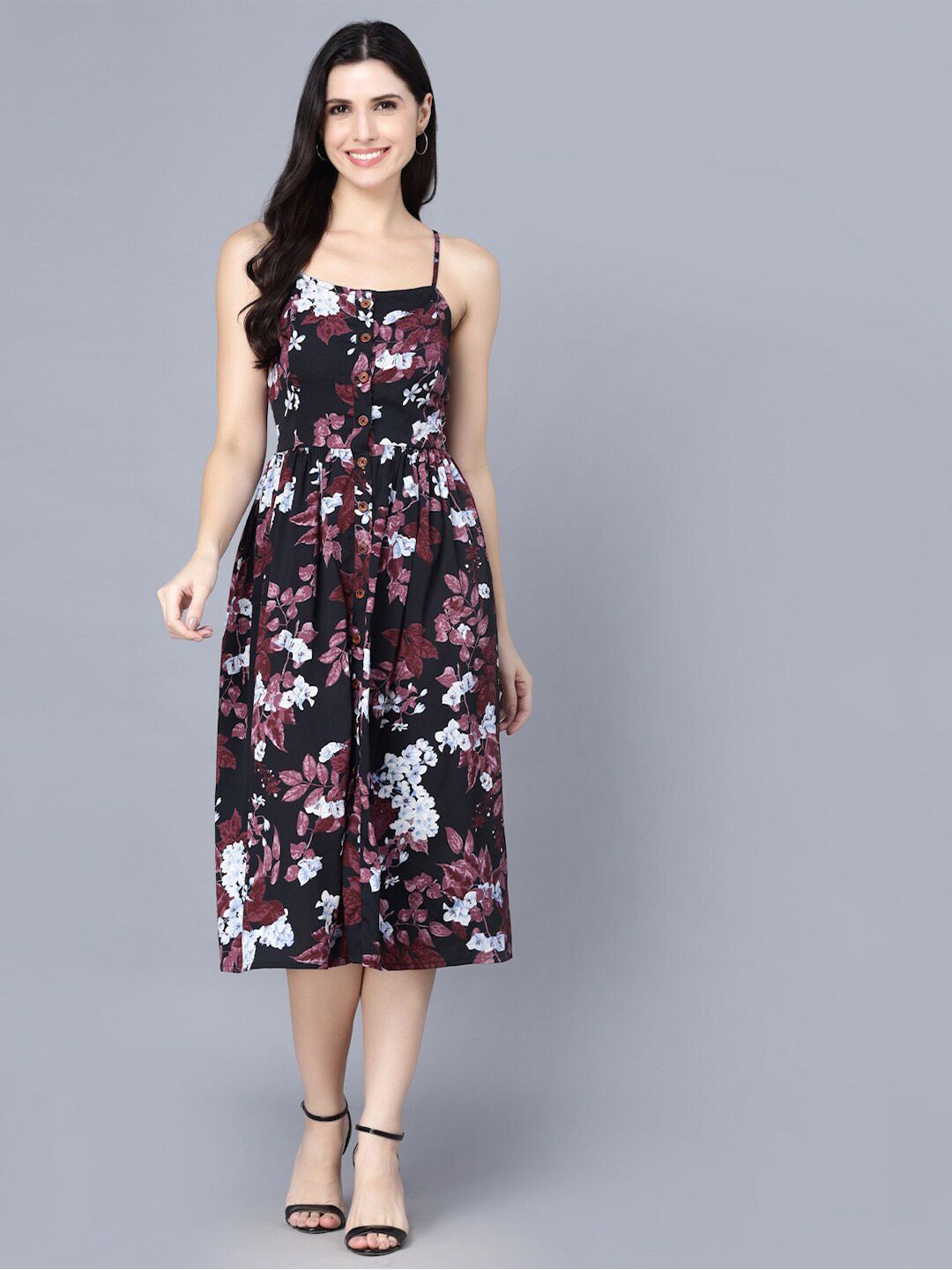 Myshka Multicoloured Floral Organic Cotton Dress Price in India