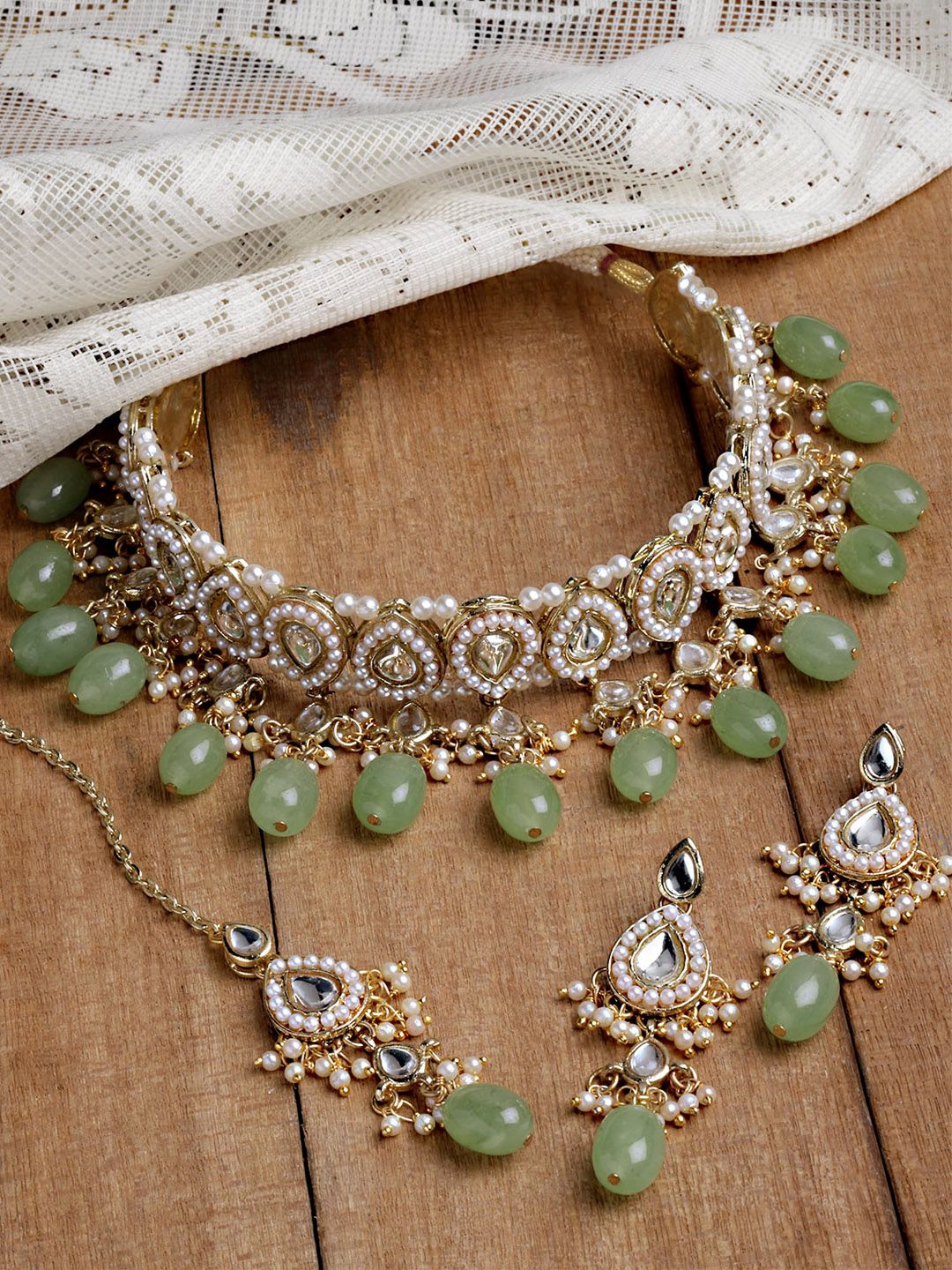 lime green necklace earring sets