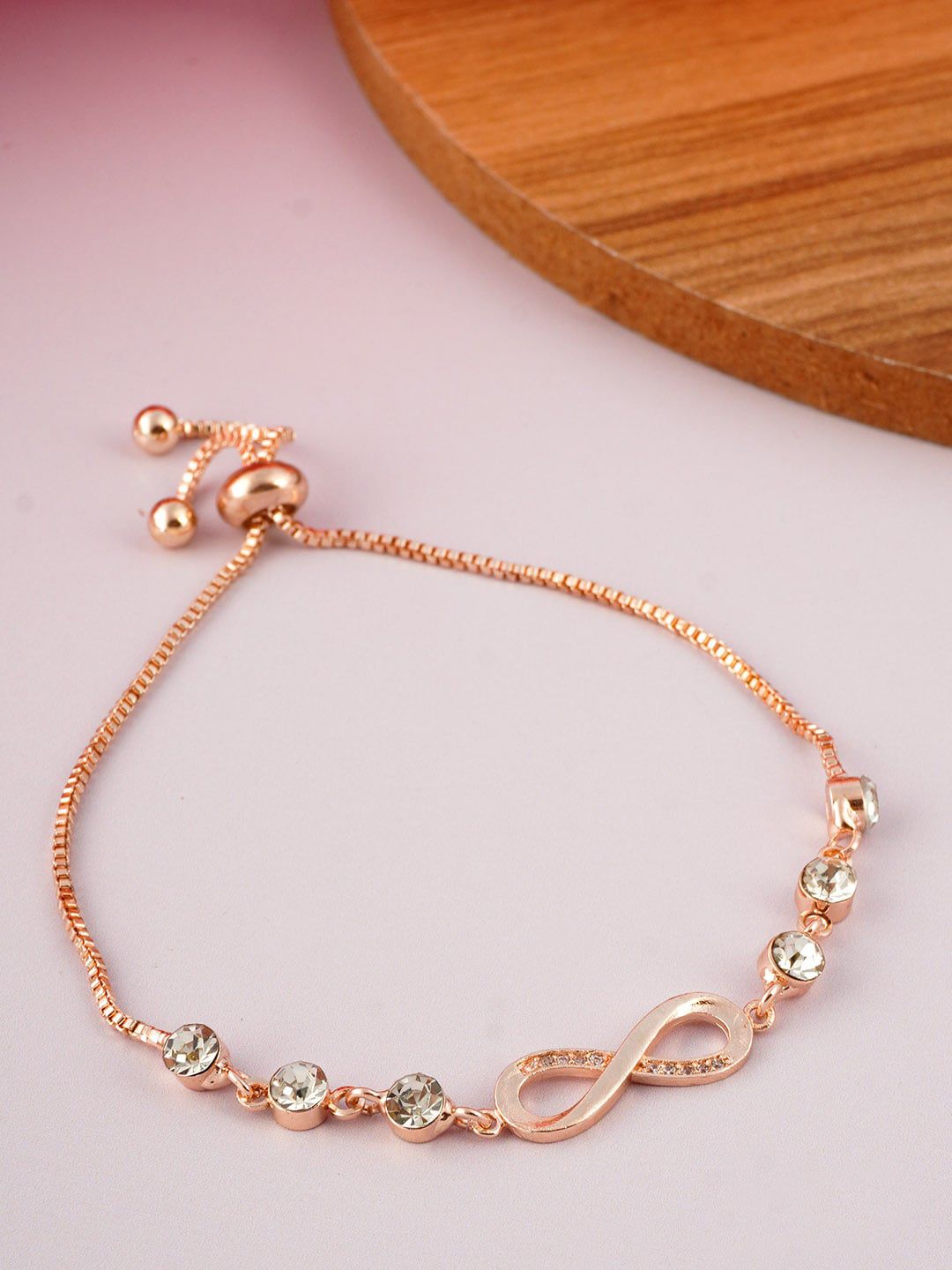 Emmie Women Infinity Rose Gold & White Charm Bracelet Price in India