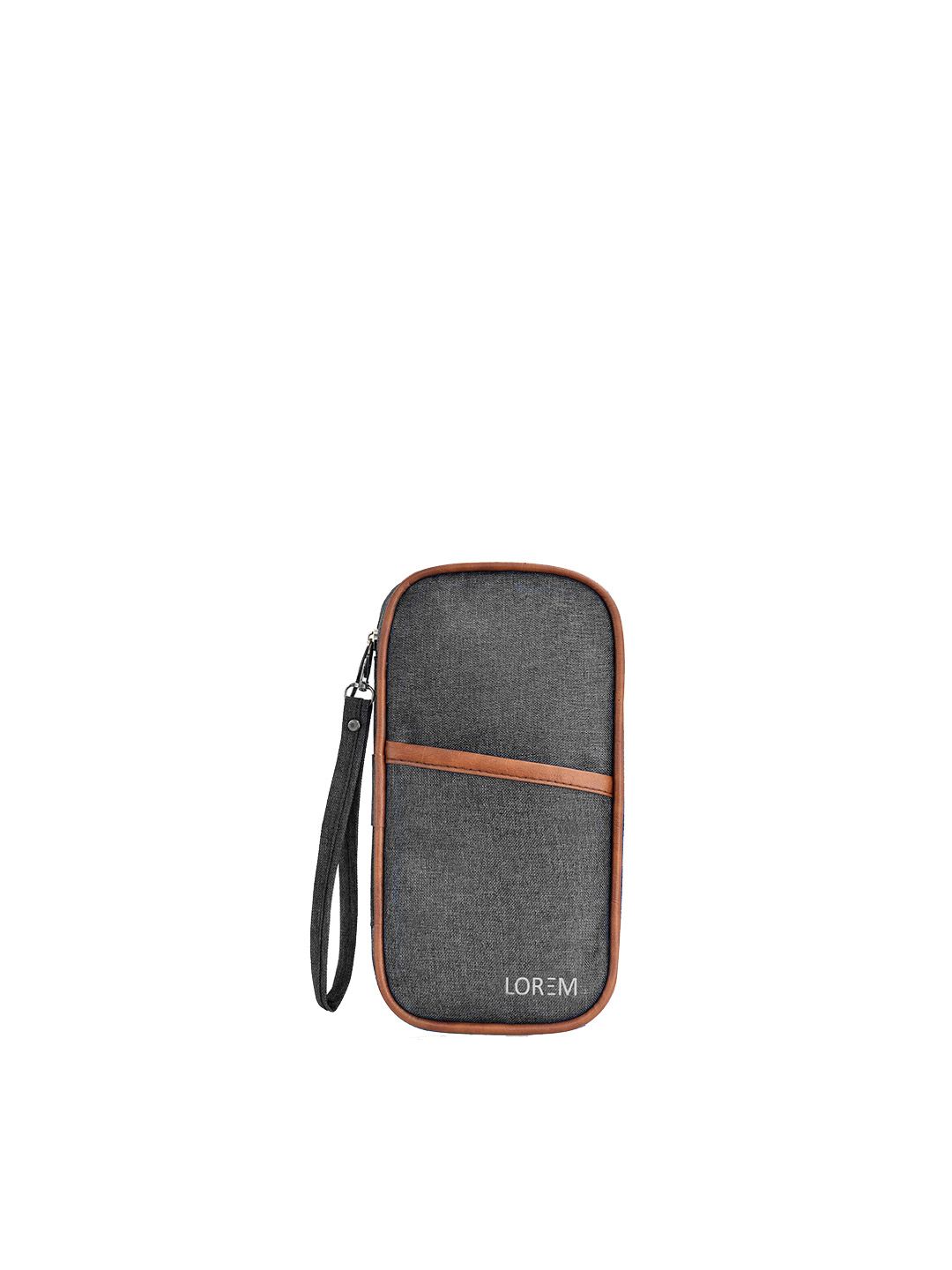 LOREM Unisex Grey & Brown Textured PU Passport Holder Price in India