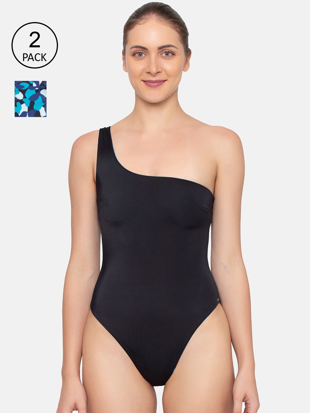Sloggi Women Blue Printed Reversible Swimsuit Price in India