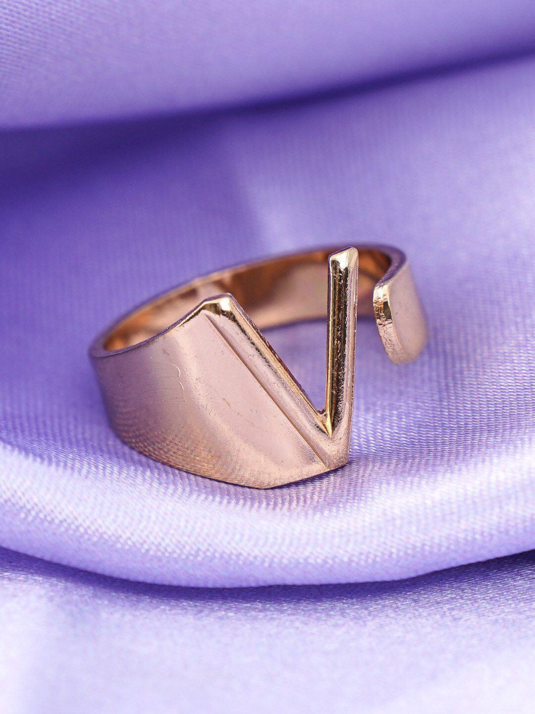 Emmie Gold-Plated V-Shaped Band Finger Ring Price in India