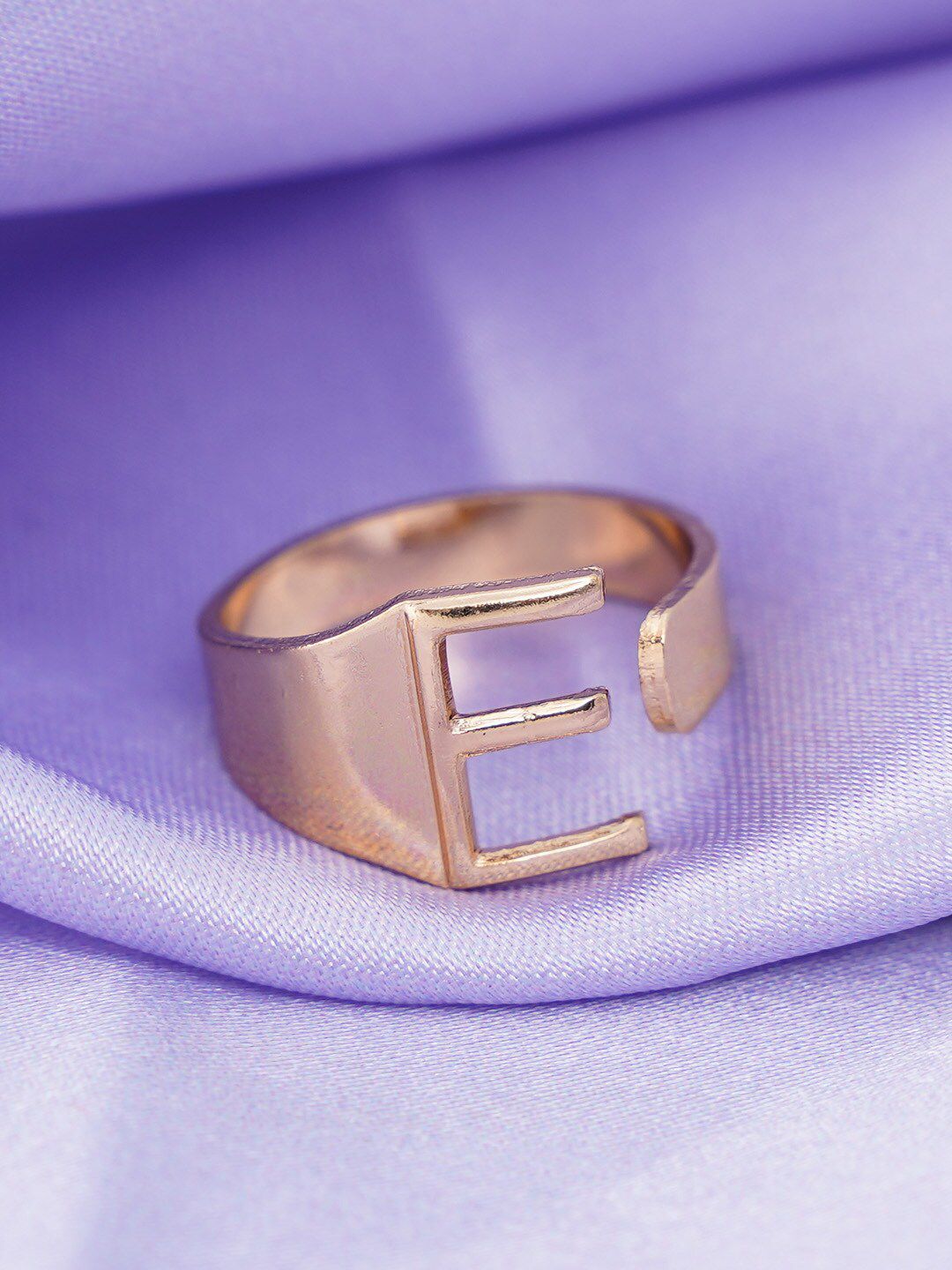 Emmie Gold-Plated Alphabet E  Band Ring Price in India