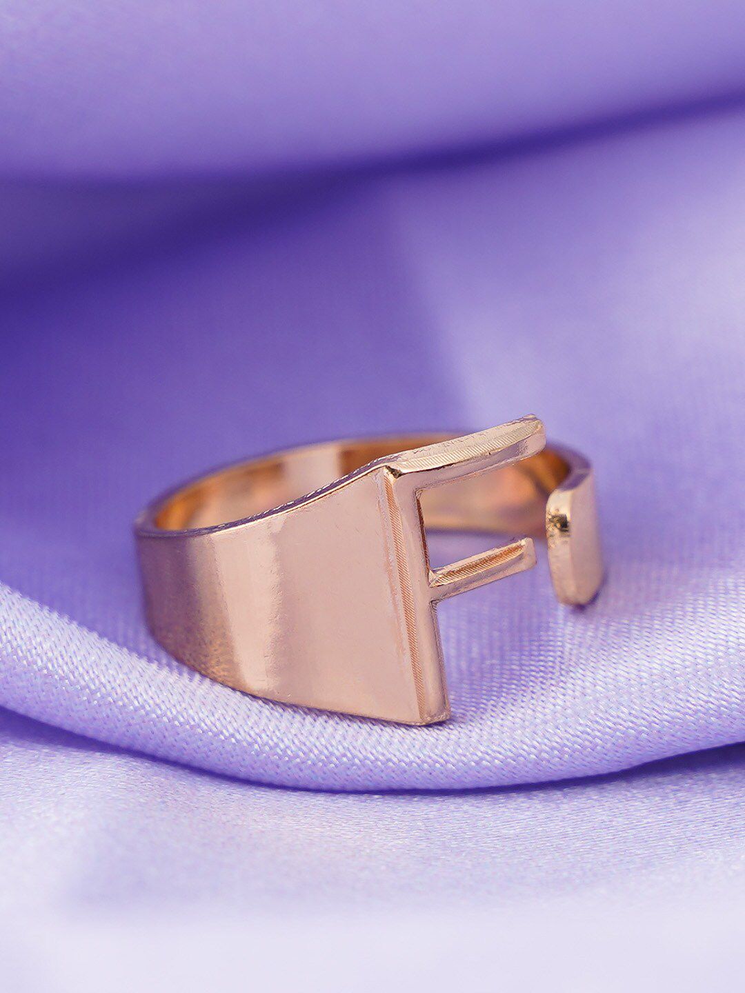 Emmie Gold-Plated Alphabet F Finger Ring Price in India