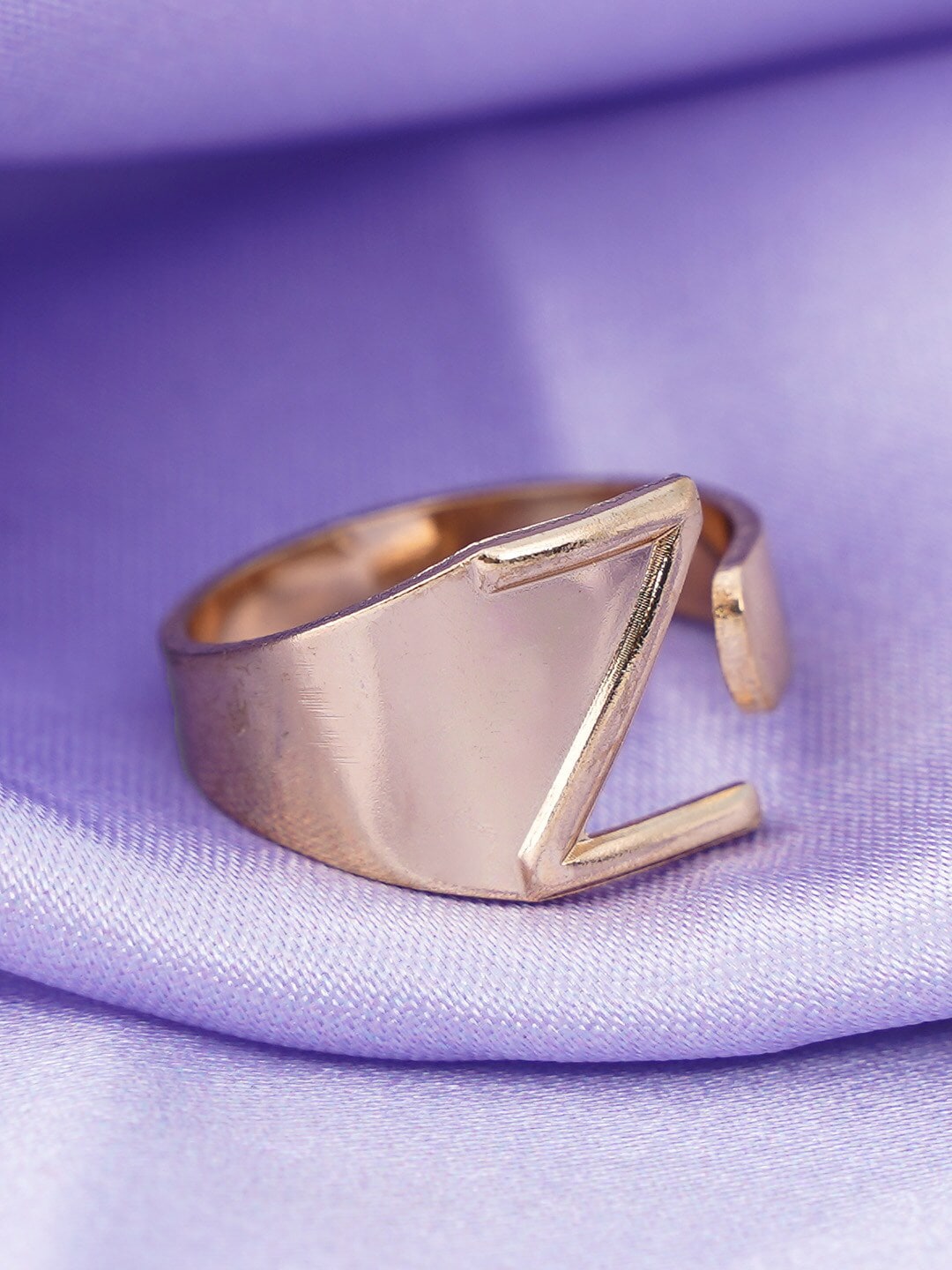 Emmie Gold-Plated  Alphabet Z  Band Ring Price in India