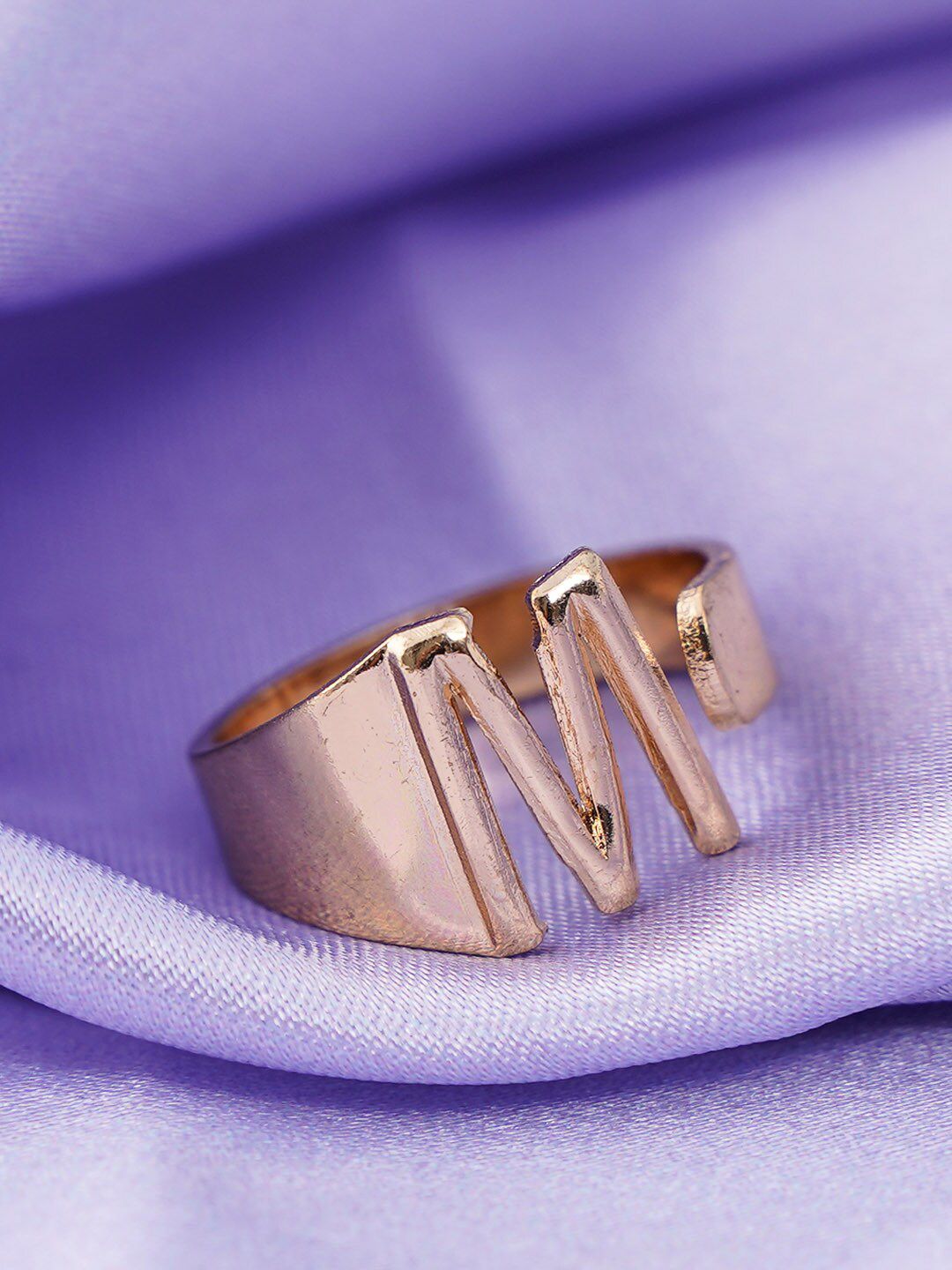 Emmie Women Gold-plated Alphabet M Finger Ring Price in India