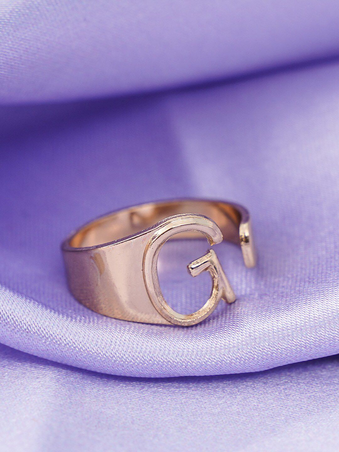 Emmie Gold-Plated Adjustable Alphabet G Finger Ring Price in India