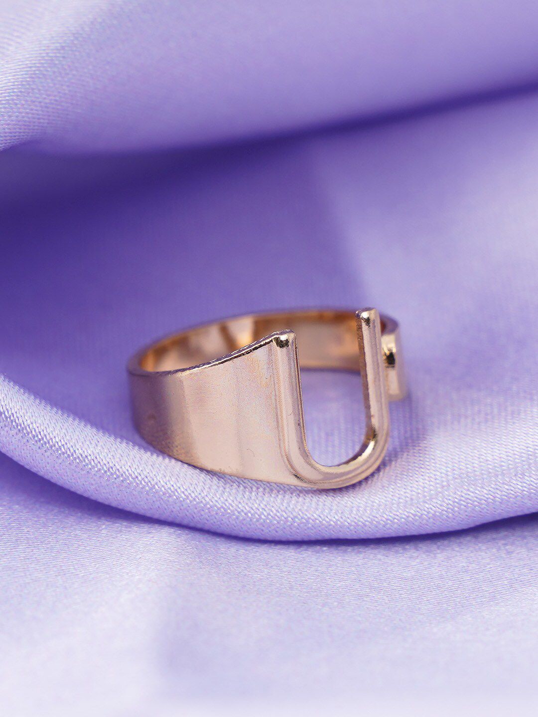 Emmie Gold-Plated Alphabet U Adjustable Finger Ring Price in India