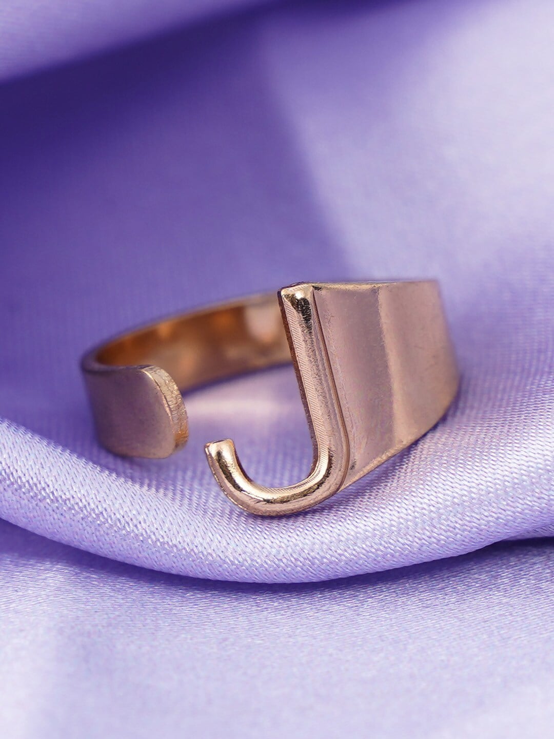 Emmie Gold-Plated J-shaped Band Finger Ring Price in India