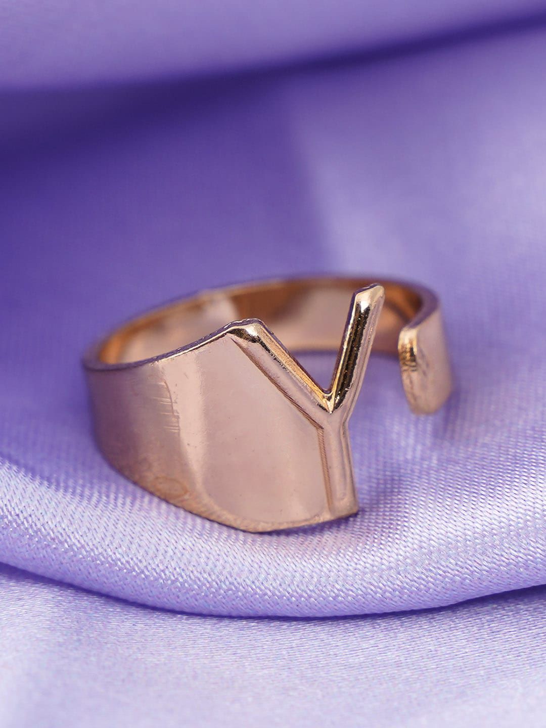 Emmie Gold-Plated Alphabet Y Finger Ring Price in India