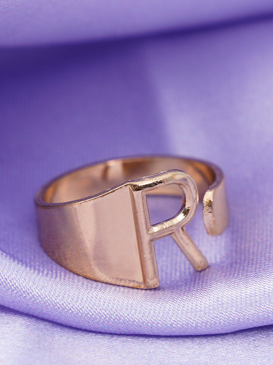 Emmie Gold-Plated Alphabet R Band Ring Price in India