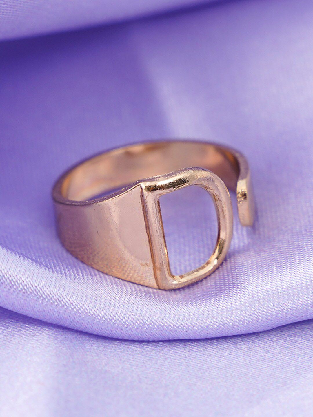Emmie Gold-Plated Alphabet D-Charm Band Finger Ring Price in India