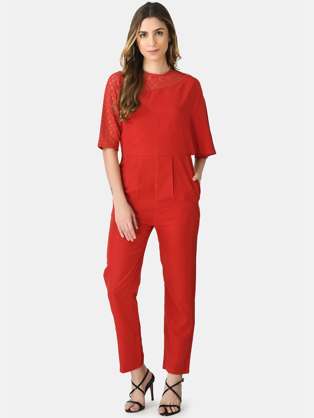 V&M Women Red Basic Jumpsuit Price in India