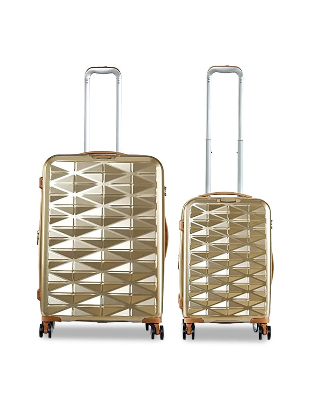 IT luggage Set Of 2 Gold-Toned Textured Hard-Sided Trolley Bag Price in India