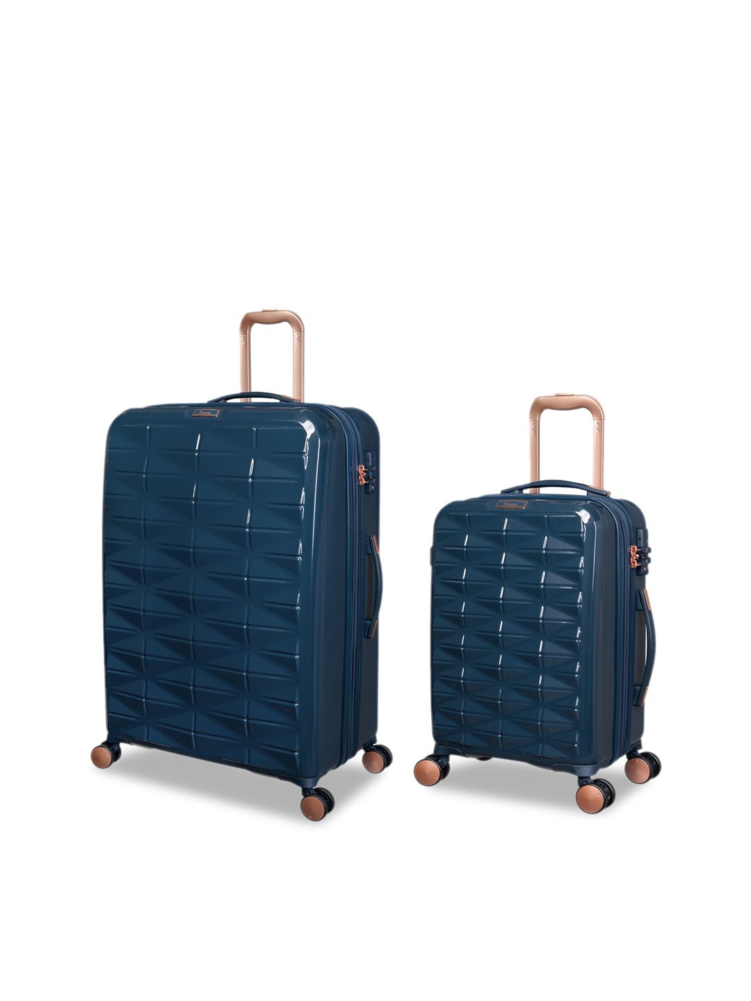 IT luggage Set Of 2 Navy Blue Solid Hard-Sided Trolley Bags Price in India