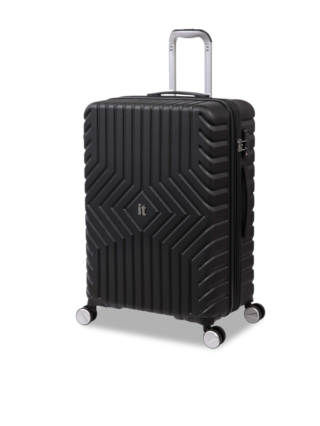 IT luggage Black Solid Hard-Sided Trolley Bag Price in India