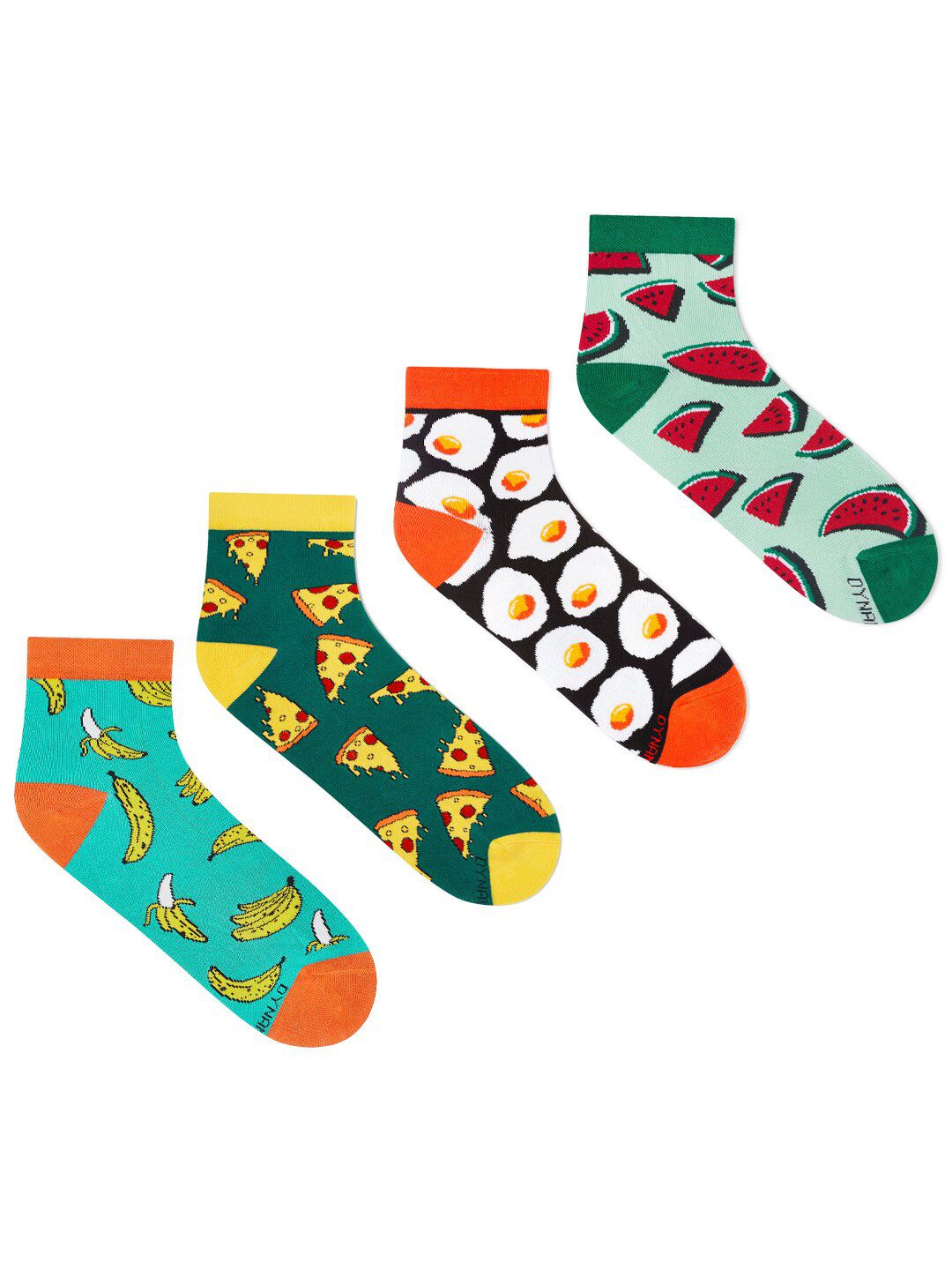 Dynamocks Unisex Pack Of 4 Patterned Ankle-Length Socks