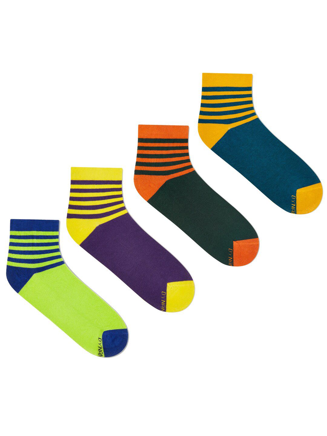 Dynamocks Unisex Pack Of 4 Striped Ankle-Length Socks