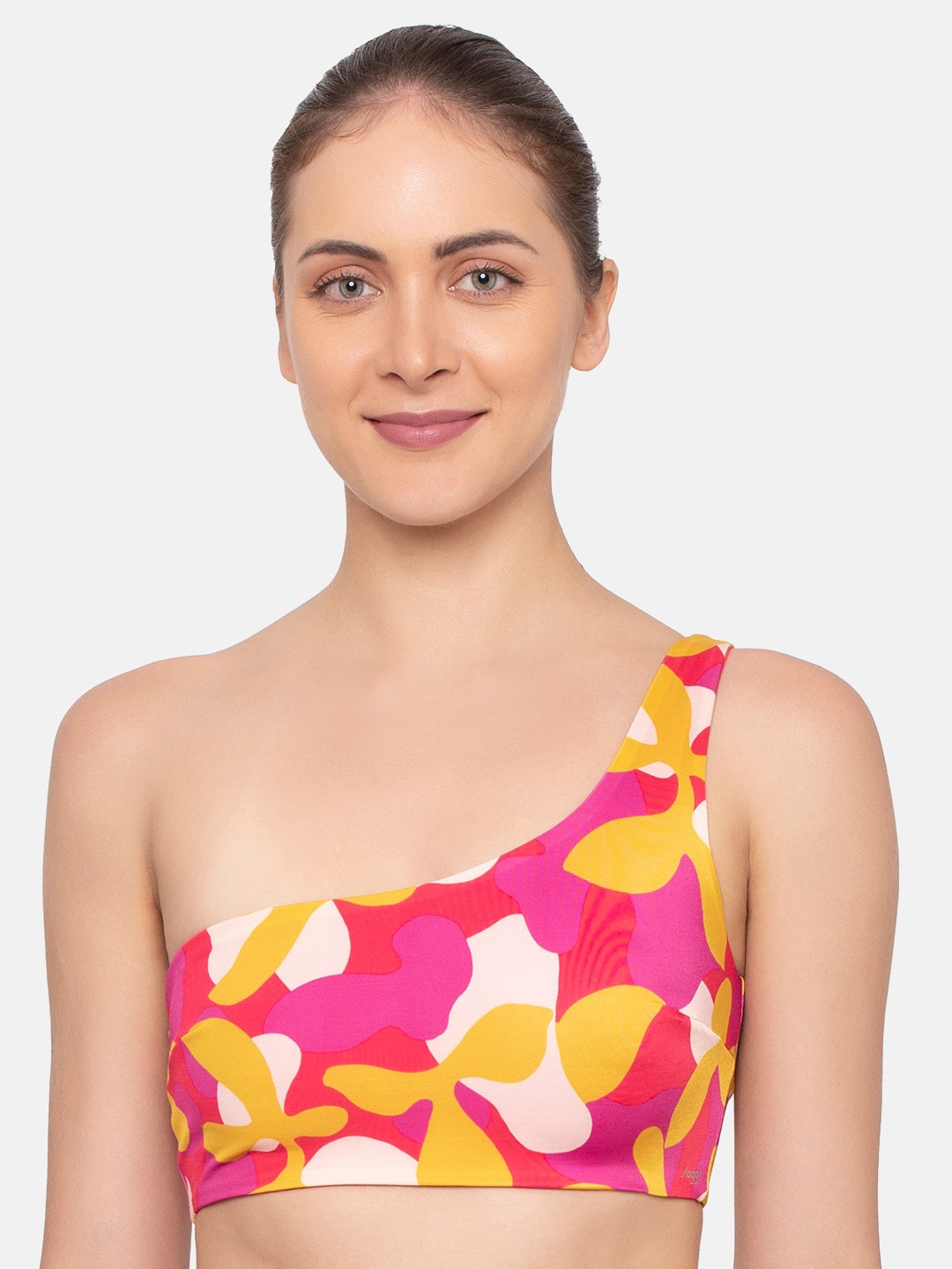 Sloggi Women Pink Printed One Shoulder Beachwear Tops Price in India