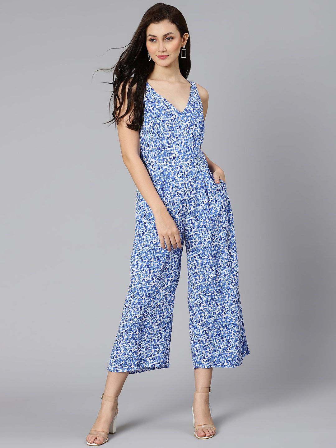 Oxolloxo women Blue & White Basic Jumpsuit Price in India