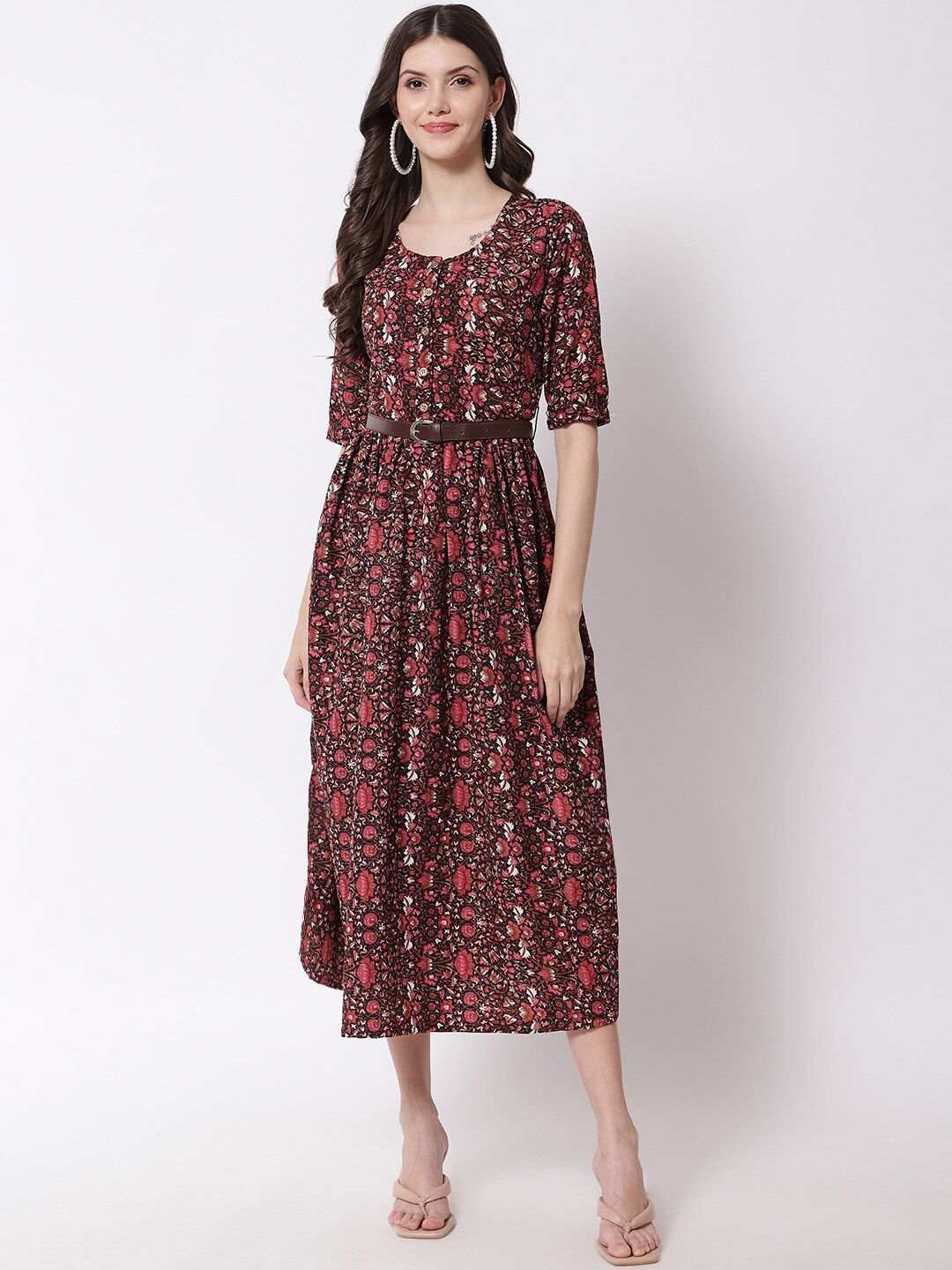 VAANI CREATION Floral Midi Dress Price in India