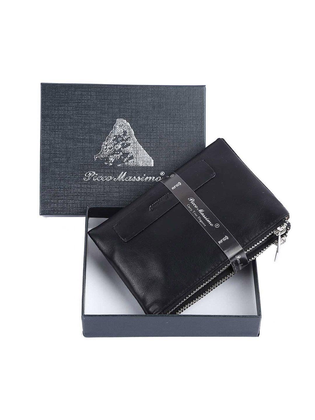 Picco Massimo Unisex Black Leather Two Fold Wallet Price in India