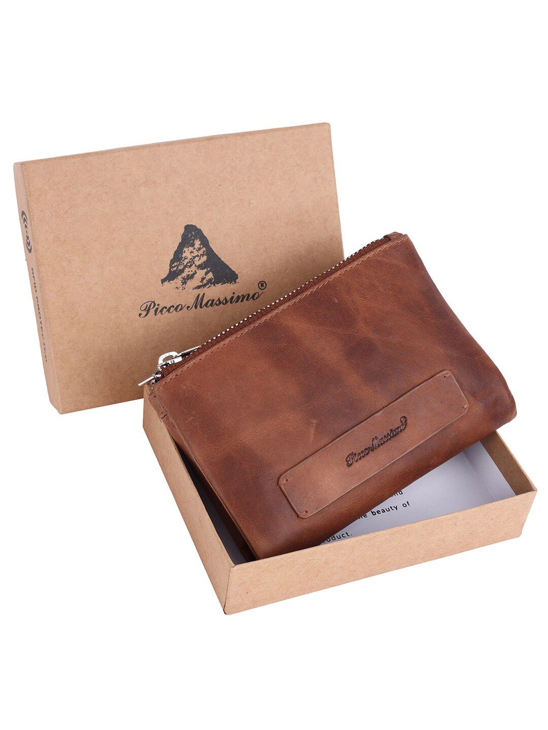 Picco Massimo Unisex Tan Leather Two Fold Wallet Price in India