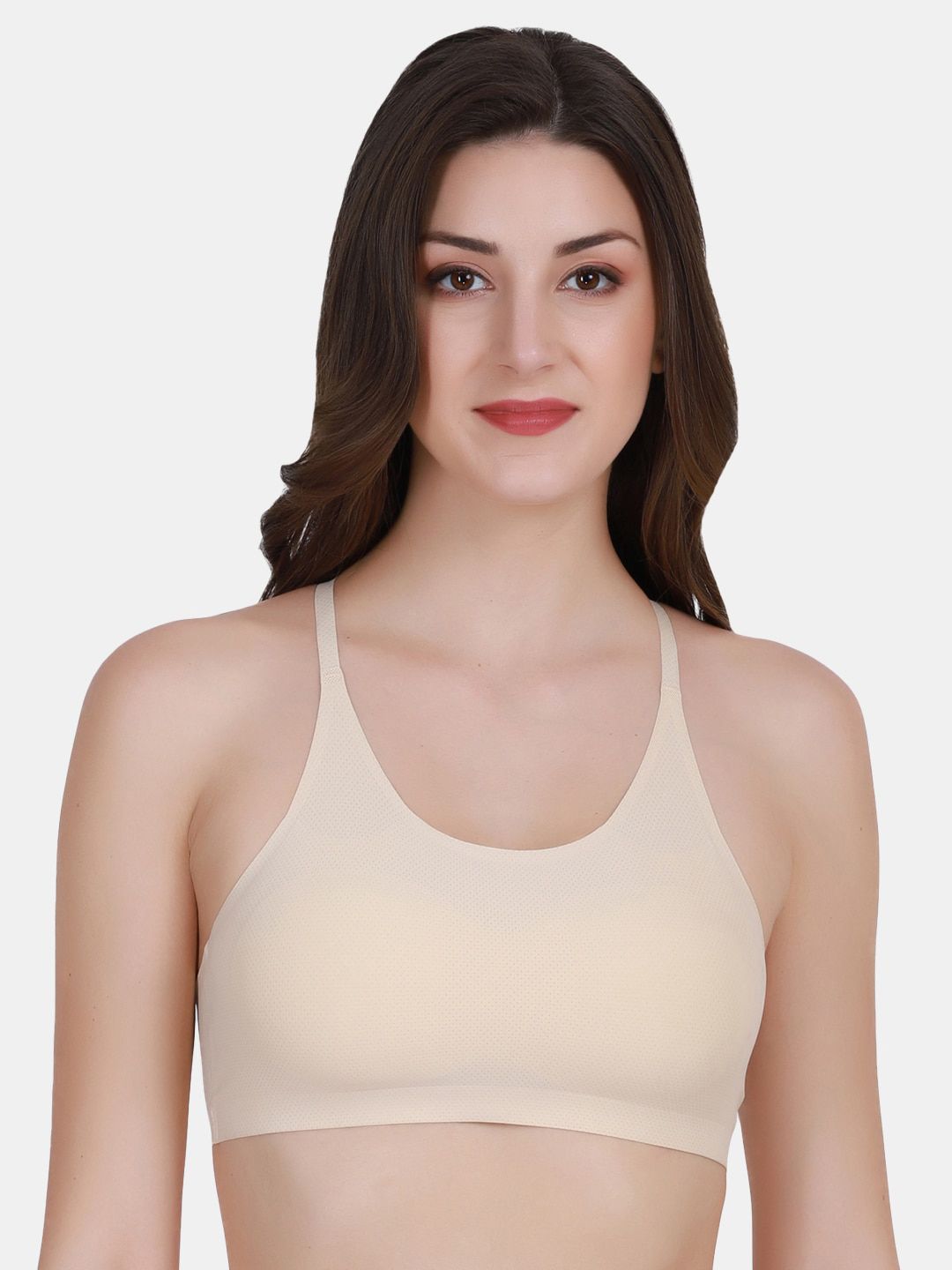 Amour Secret Women Beige Lightly Padded Full Coverage Sports Bra Price in India