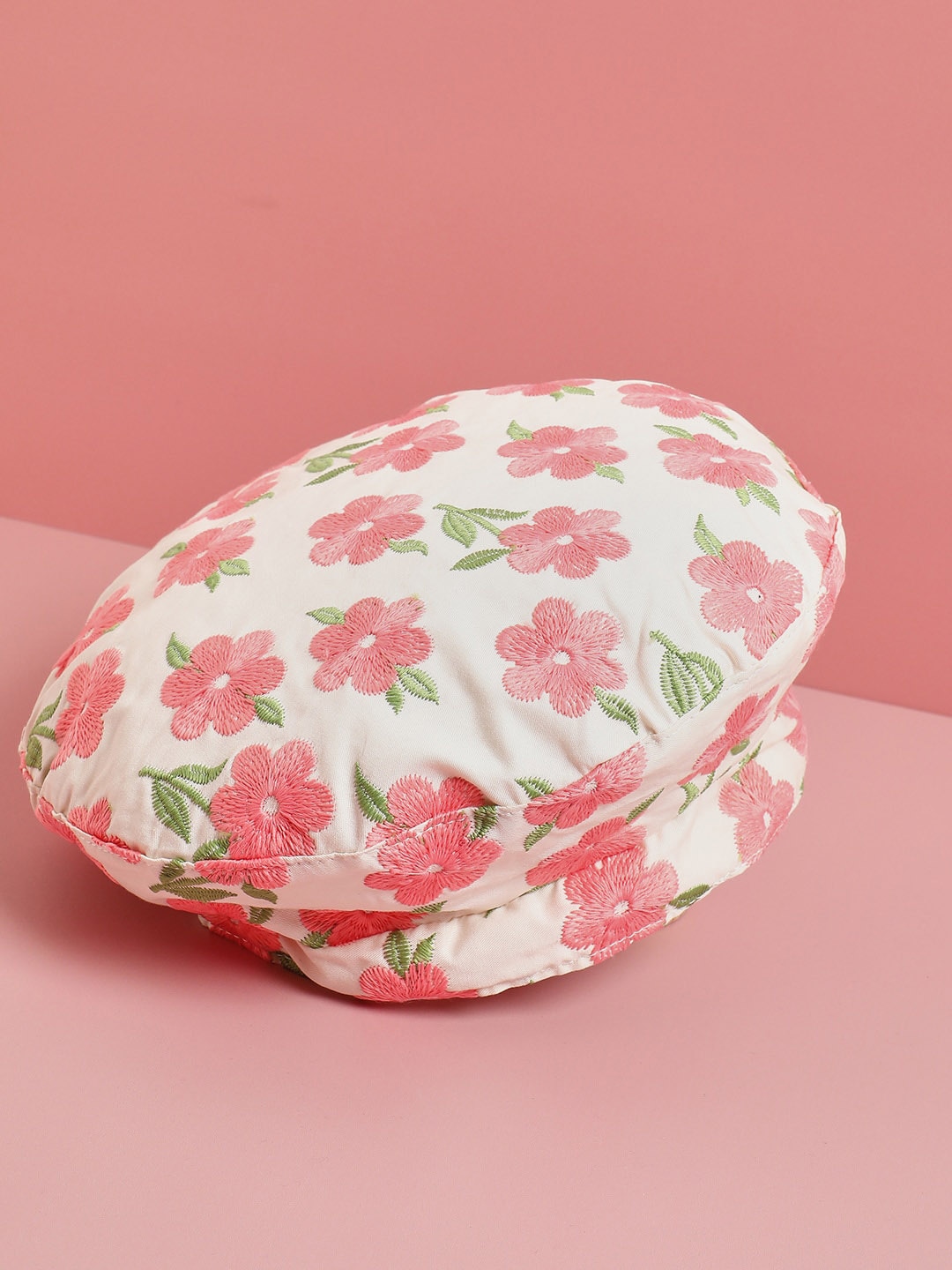 HAUTE SAUCE by Campus Sutra Women Pink & White Floral Embroidered Vintage Breton Hat Price in India