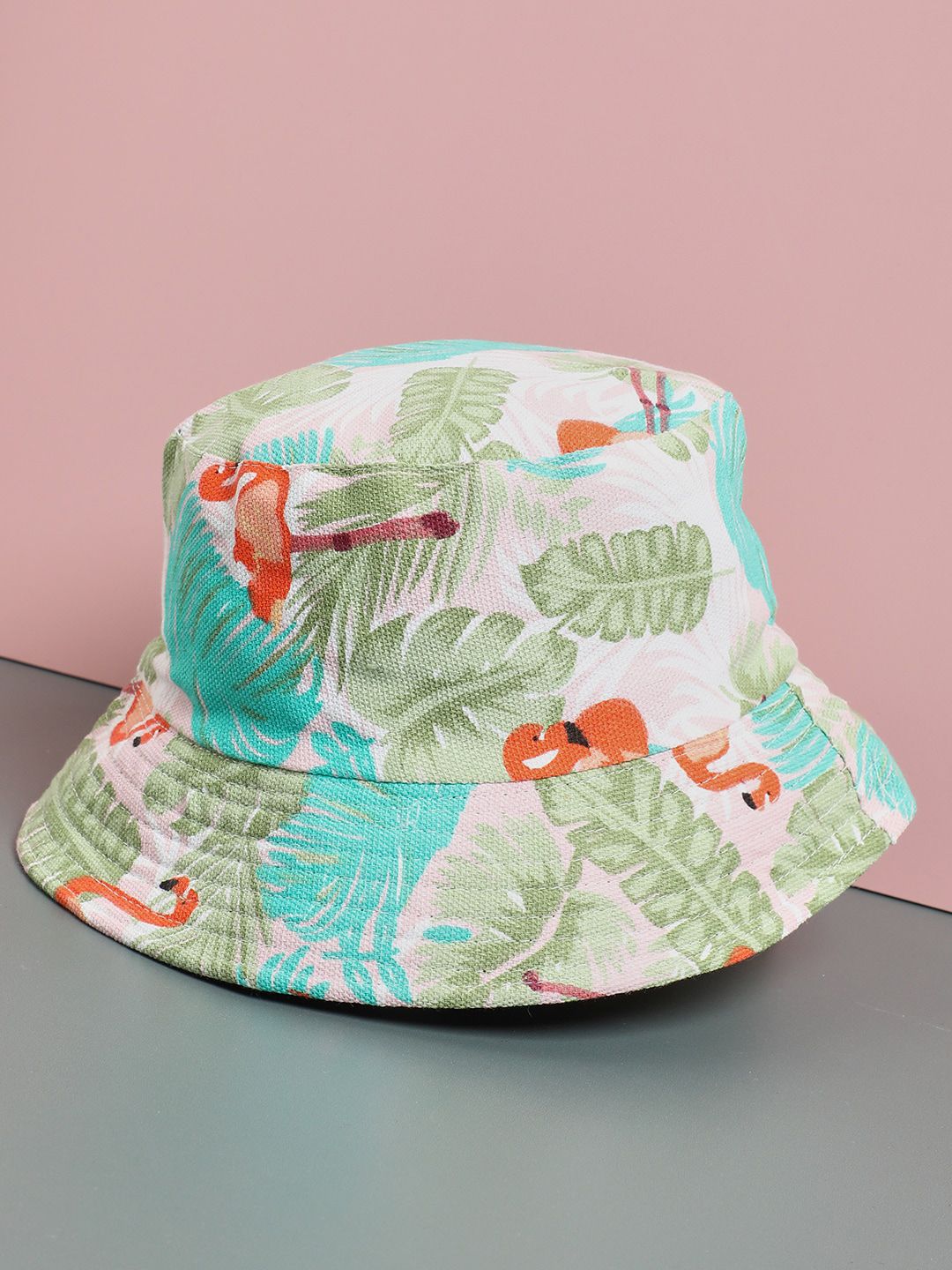 HAUTE SAUCE by  Campus Sutra Green & Red Floral Printed Bucket Hat Price in India