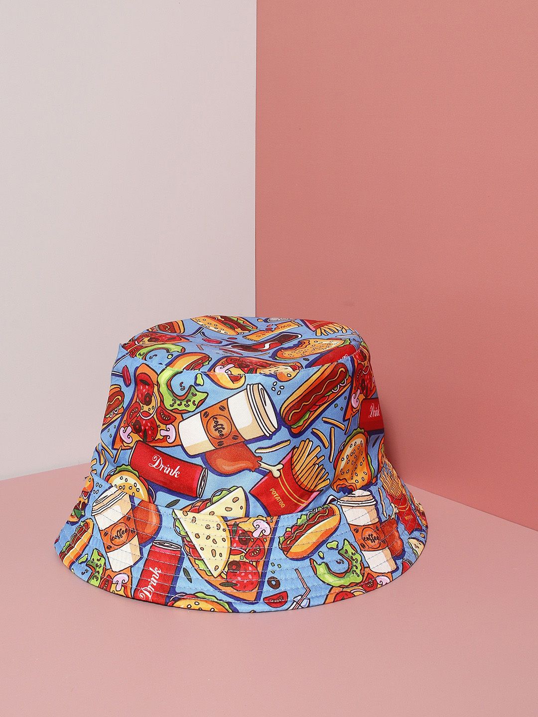 HAUTE SAUCE by Campus Sutra Women Blue & Red Printed Bucket Hat Price in India