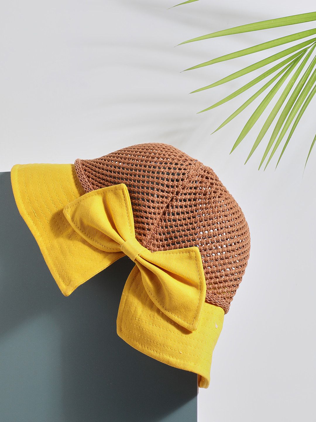 HAUTE SAUCE by Campus Sutra Women Brown & Yellow Textured Bucket Hat Price in India
